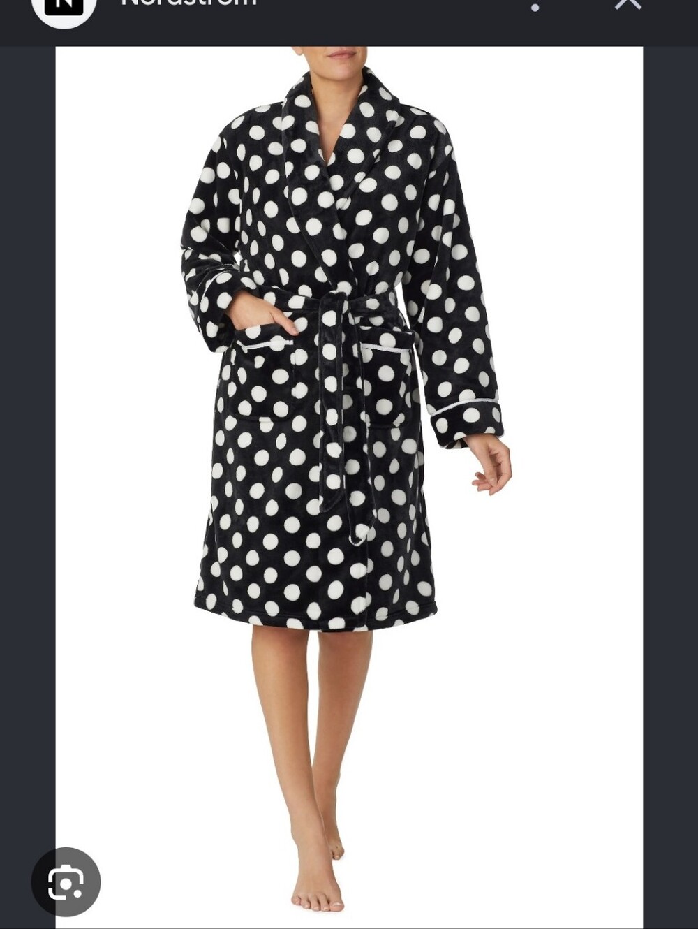 kate spade Black and Pink Polka Dot Short Robe